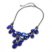 Sapphire CZ Crystal Dew Drops Statement Necklace